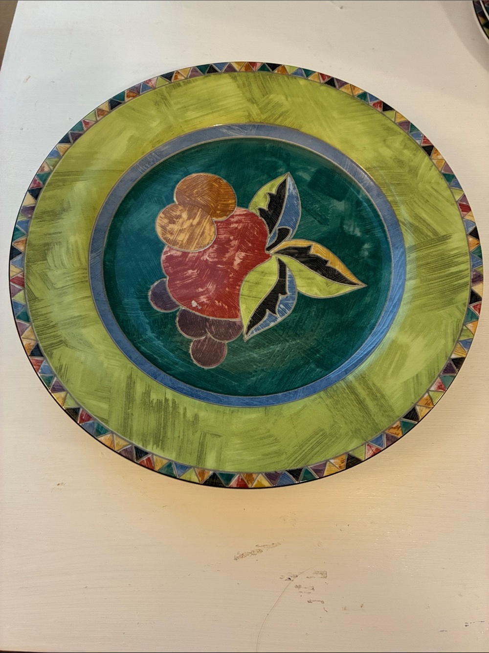 PTS International Carmen (1) 8” Salad/Lunch With Fruit Motif and Mosaic Rim